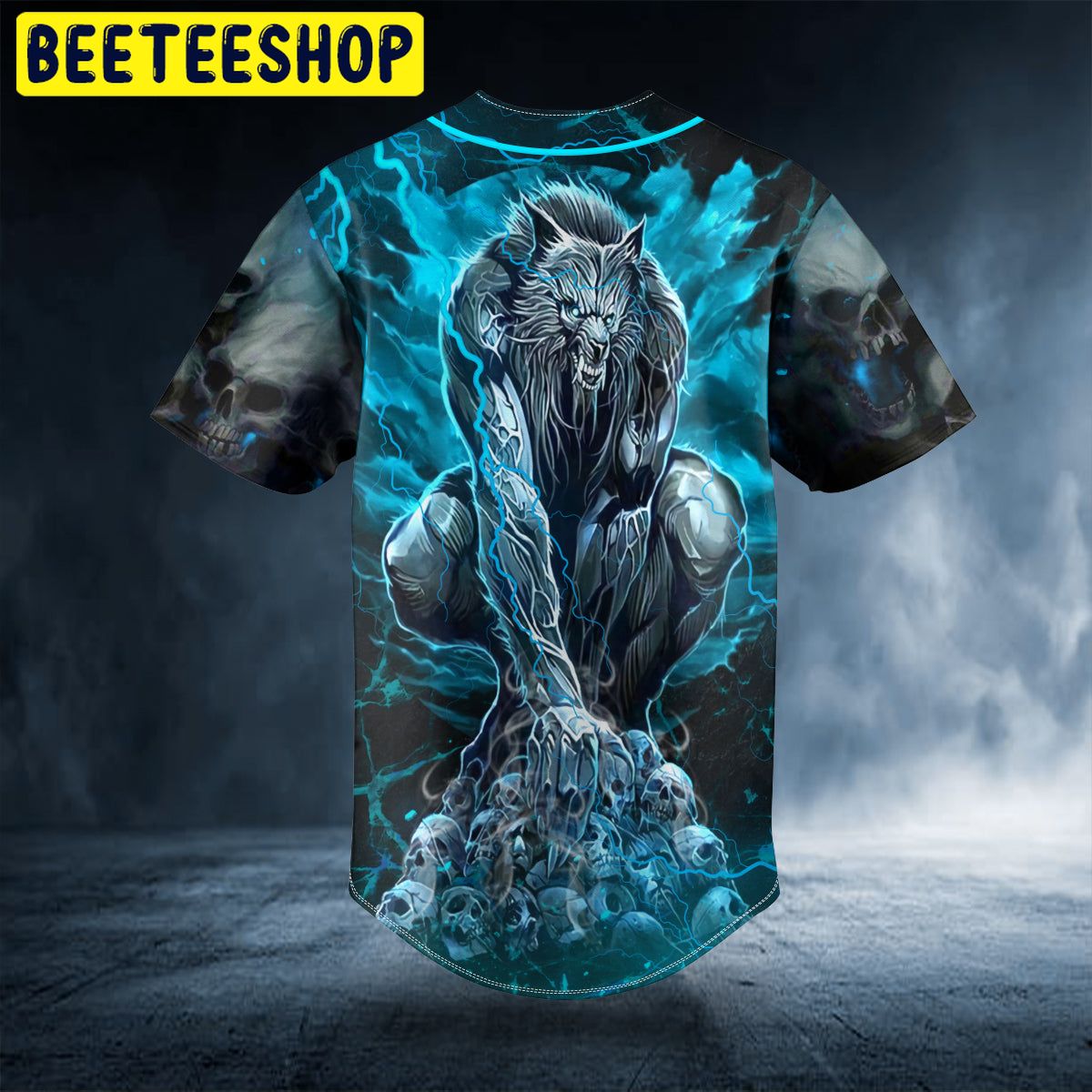 Blue Werewolf On Pile Skull Custom Trending Baseball Jersey Blue Werewolf On Pile Skull Custom Trending Baseball Jersey