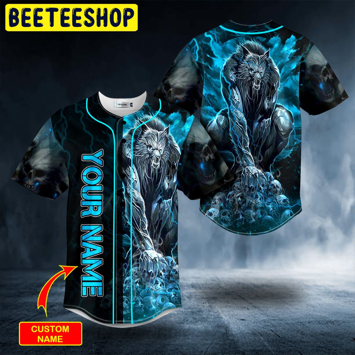 Blue Werewolf On Pile Skull Custom Trending Baseball Jersey Blue Werewolf On Pile Skull Custom Trending Baseball Jersey