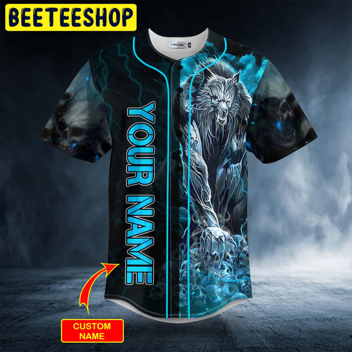 Blue Werewolf On Pile Skull Custom Trending Baseball Jersey Blue Werewolf On Pile Skull Custom Trending Baseball Jersey