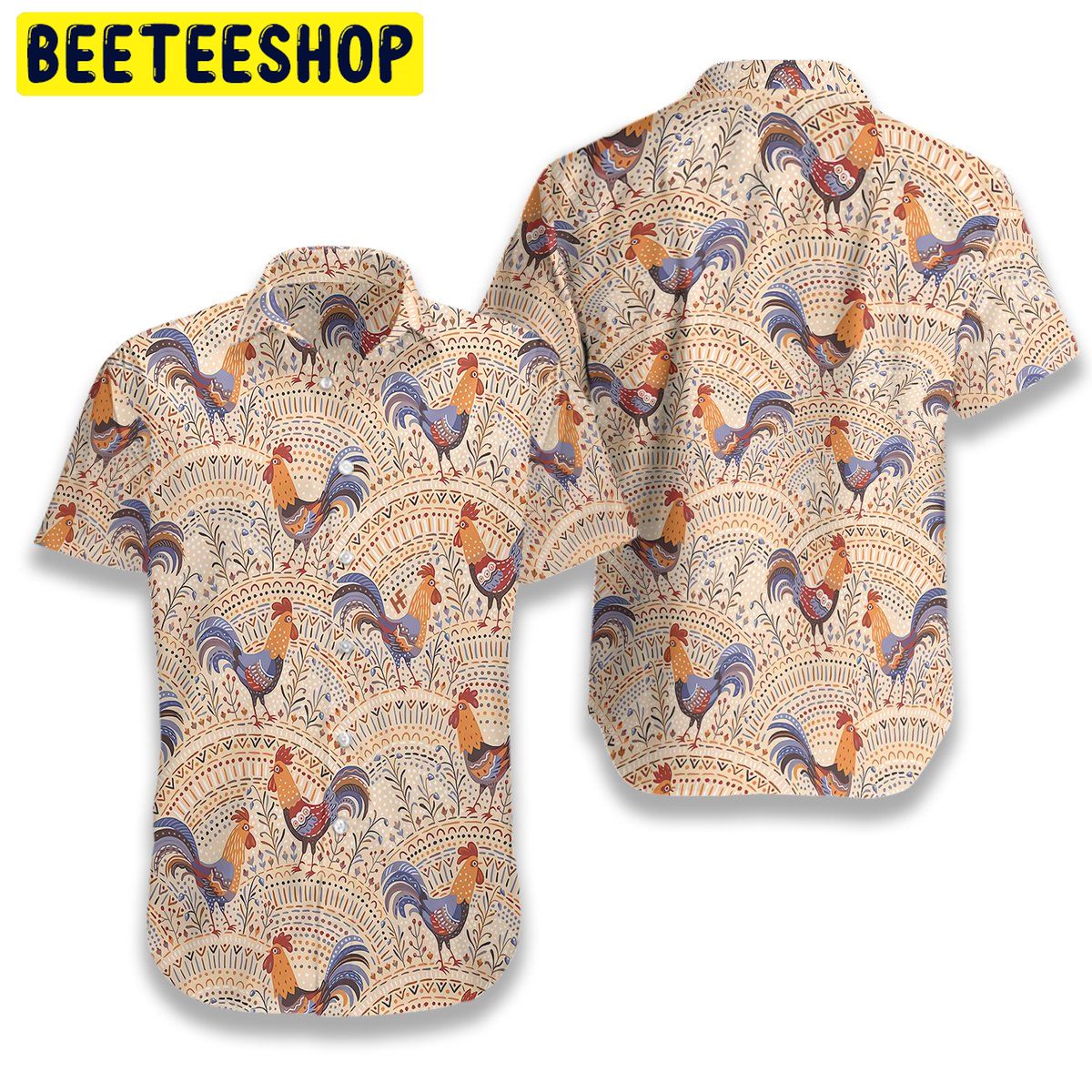 Boho Chicken Pattern Trending Hawaiian Shirt Boho Chicken Pattern Trending Hawaiian Shirt