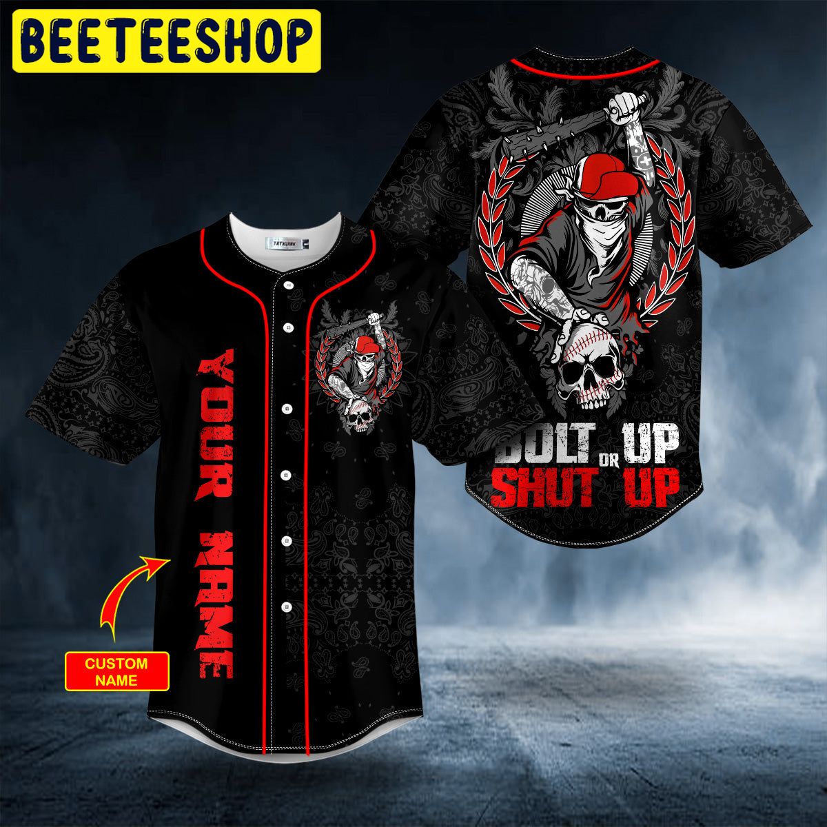 Bolt Up Or Shut Up Baseball Bat Skull Custom Trending Baseball Jersey Bolt Up Or Shut Up Baseball Bat Skull Custom Trending Baseball Jersey