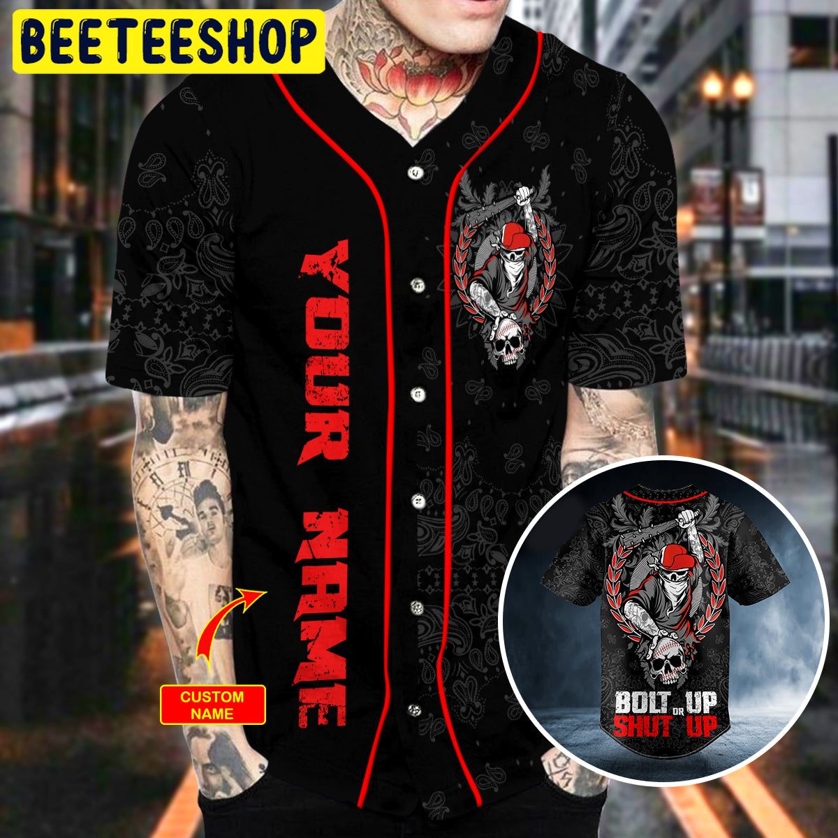 Bolt Up Or Shut Up Baseball Bat Skull Custom Trending Baseball Jersey Bolt Up Or Shut Up Baseball Bat Skull Custom Trending Baseball Jersey