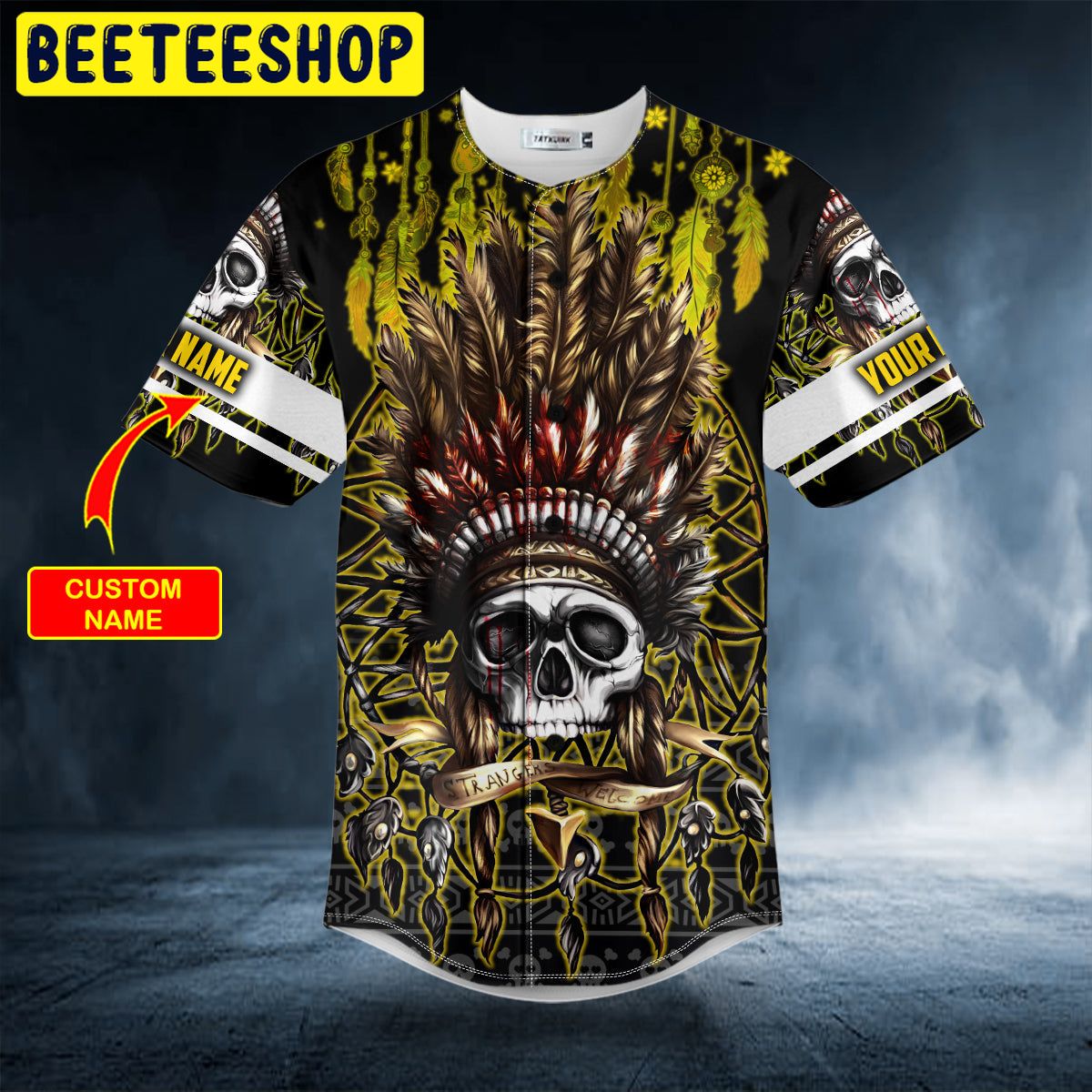 Brocade Pattern 12 Native Skull Custom Trending Baseball Jersey Brocade Pattern 12 Native Skull Custom Trending Baseball Jersey