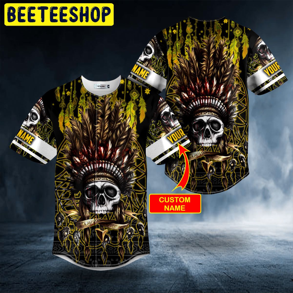 Brocade Pattern 12 Native Skull Custom Trending Baseball Jersey Brocade Pattern 12 Native Skull Custom Trending Baseball Jersey
