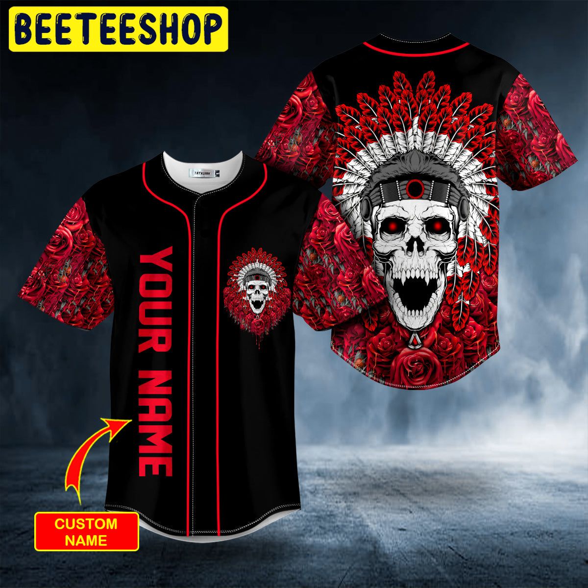 Brocade Pattern 15 Native Skull Custom Trending Baseball Jersey Brocade Pattern 15 Native Skull Custom Trending Baseball Jersey