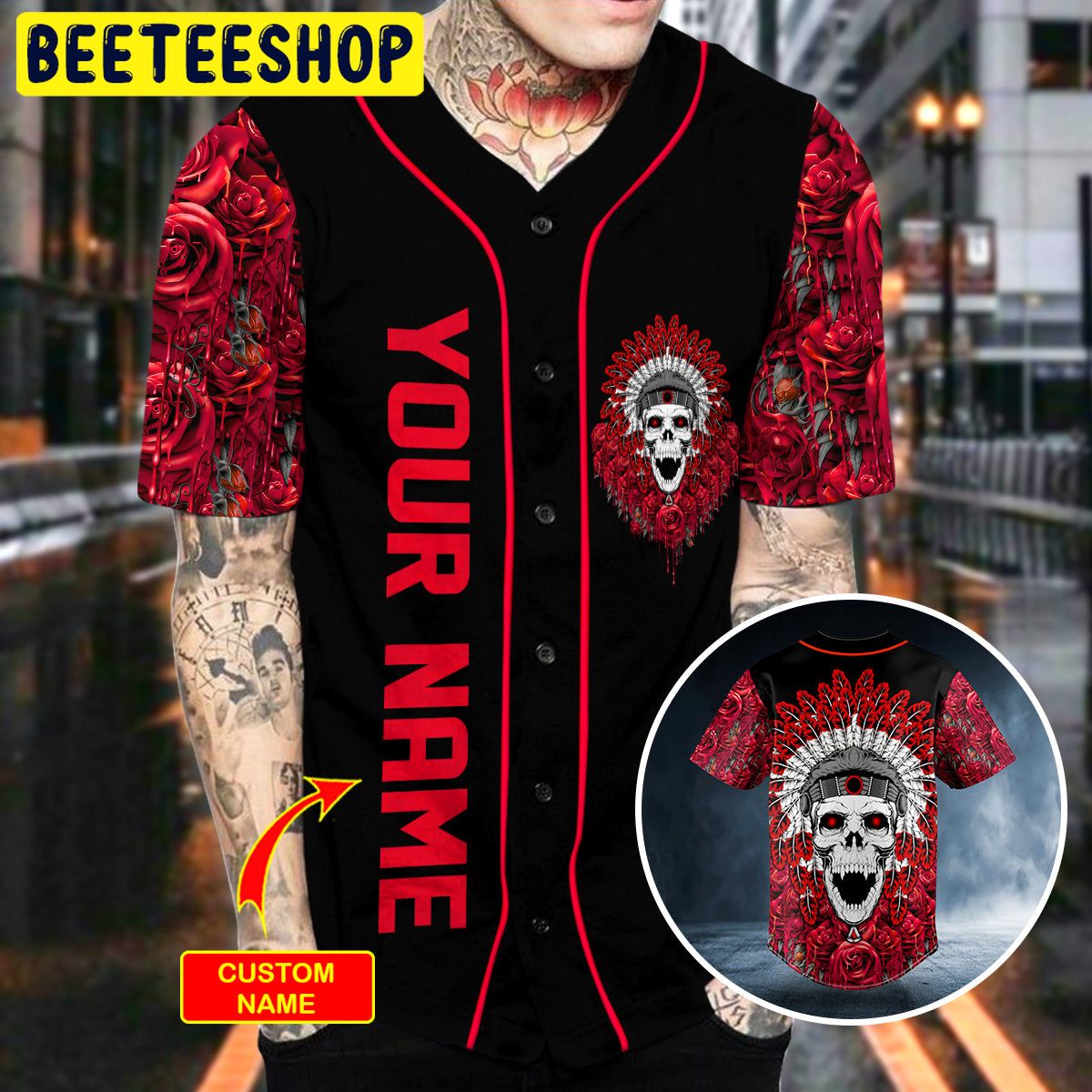 Brocade Pattern 15 Native Skull Custom Trending Baseball Jersey Brocade Pattern 15 Native Skull Custom Trending Baseball Jersey