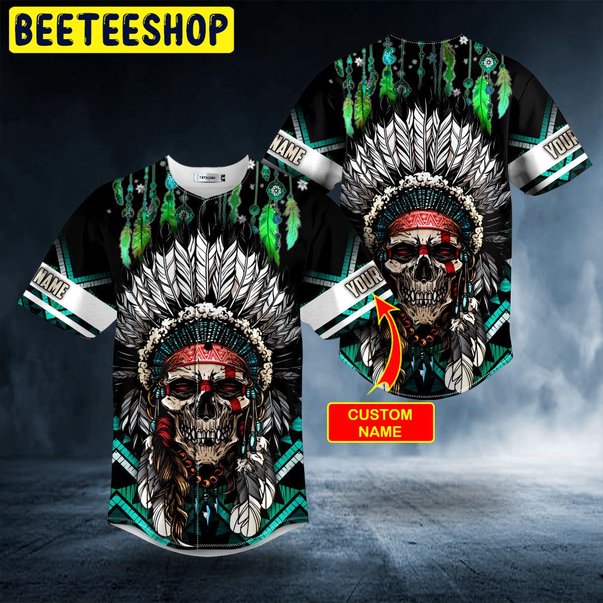 Brocade Pattern 3 Native Skull Personalized Trending Baseball Jersey Brocade Pattern 3 Native Skull Personalized Trending Baseball Jersey