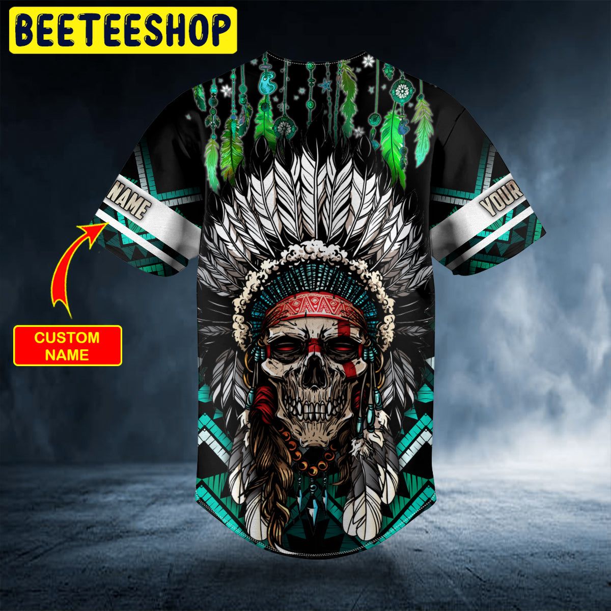 Brocade Pattern 3 Native Skull Personalized Trending Baseball Jersey Brocade Pattern 3 Native Skull Personalized Trending Baseball Jersey