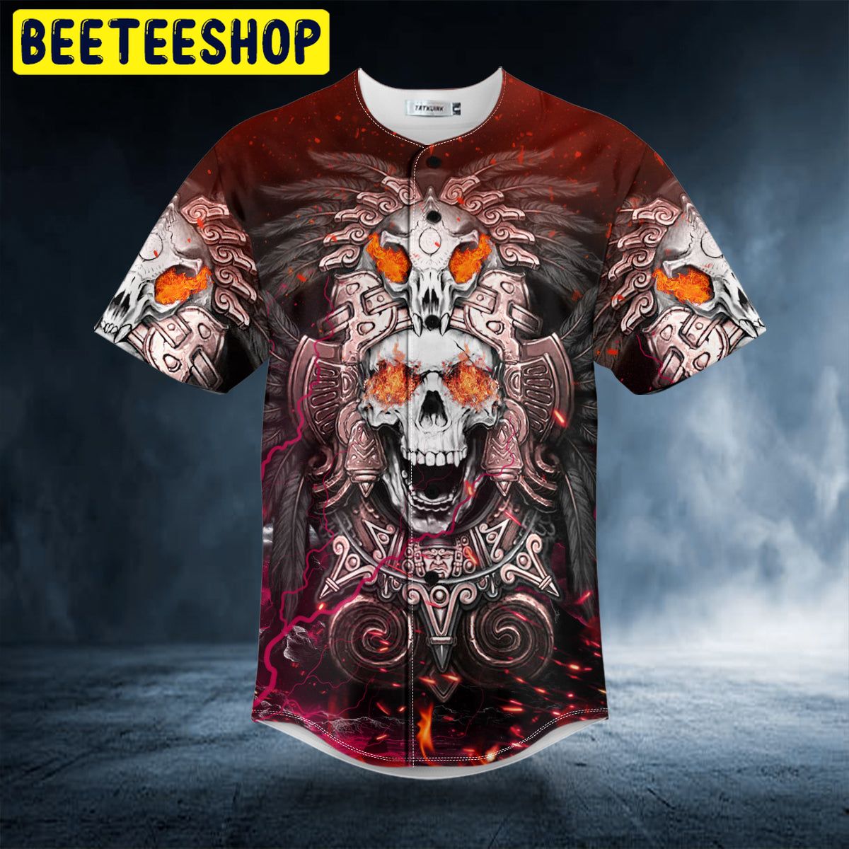 Brocade Pattern 8 Native Skull Trending Baseball Jersey Brocade Pattern 8 Native Skull Trending Baseball Jersey