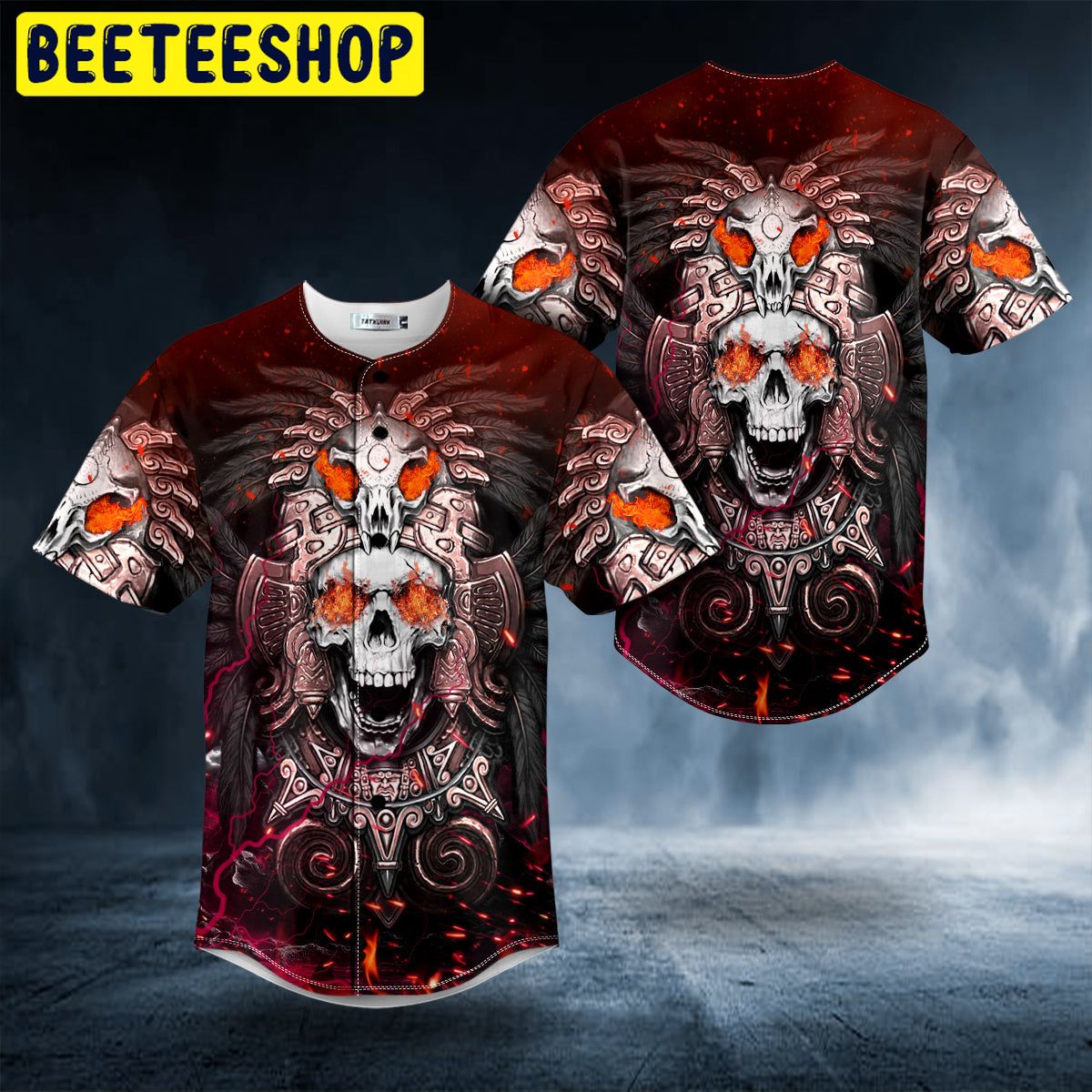 Brocade Pattern 8 Native Skull Trending Baseball Jersey Brocade Pattern 8 Native Skull Trending Baseball Jersey