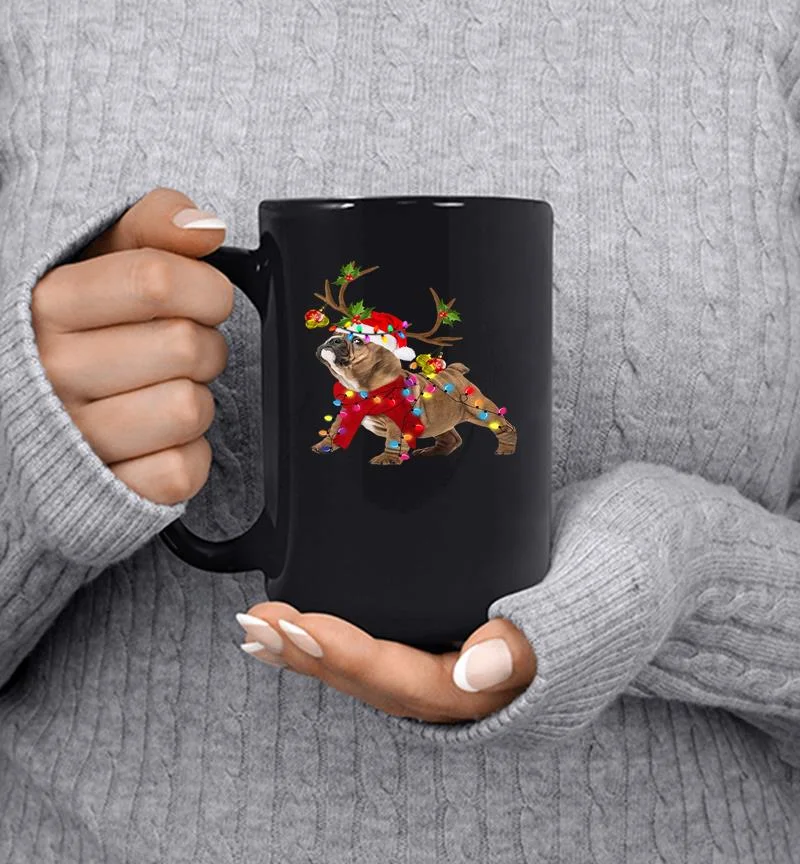Bulldog Reindeer Santa Christmas Mug Bulldog Reindeer Santa Christmas Mug