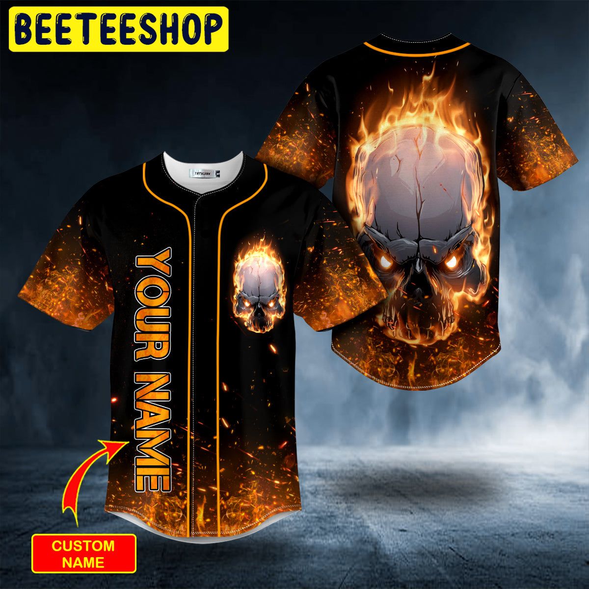Burning Angry Skull Custom Trending Baseball Jersey Burning Angry Skull Custom Trending Baseball Jersey