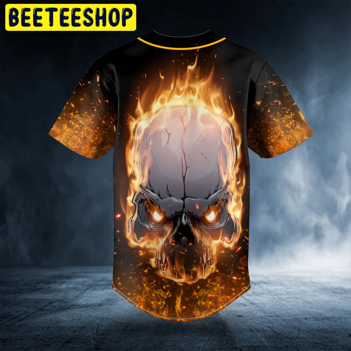 Burning Angry Skull Custom Trending Baseball Jersey Burning Angry Skull Custom Trending Baseball Jersey