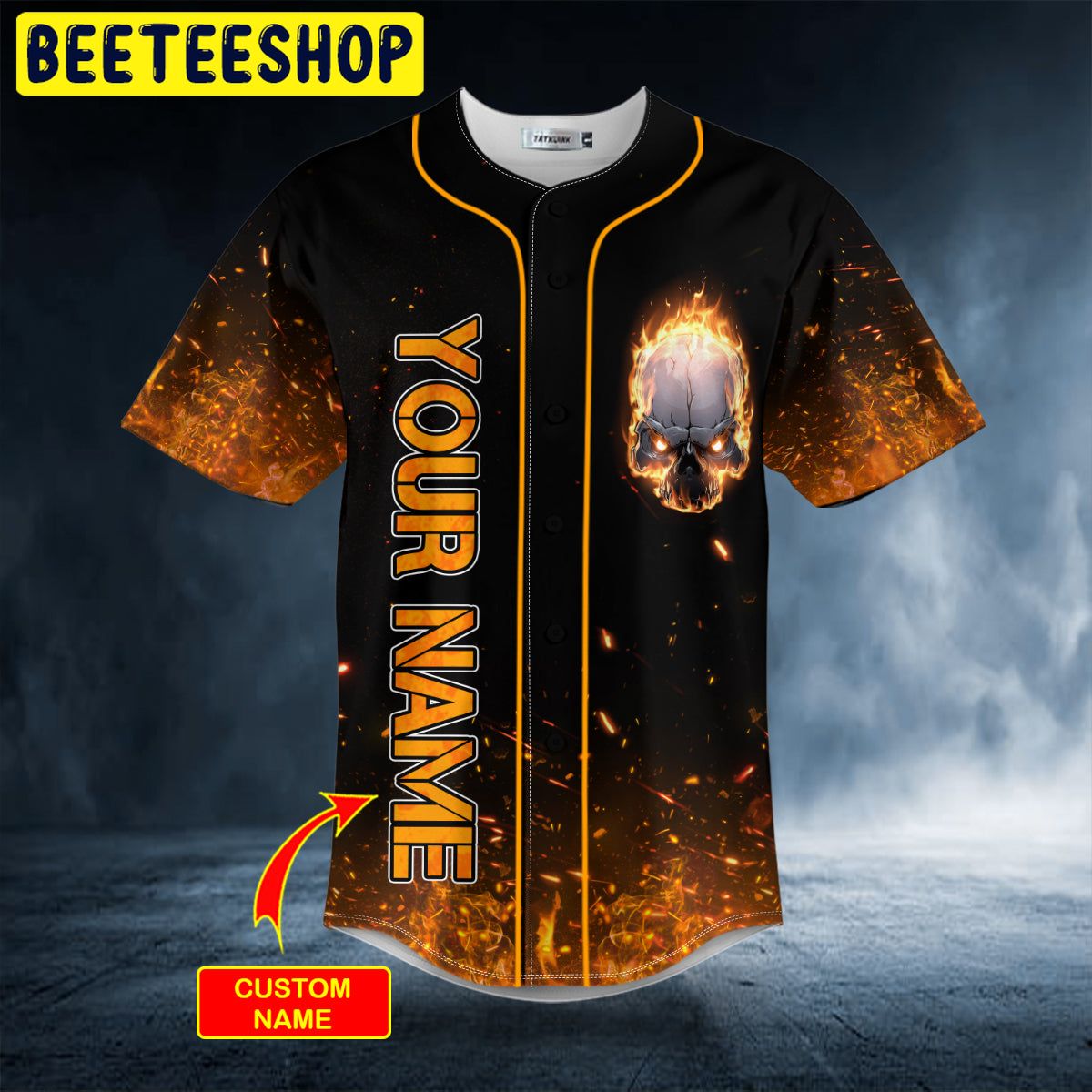 Burning Angry Skull Custom Trending Baseball Jersey Burning Angry Skull Custom Trending Baseball Jersey