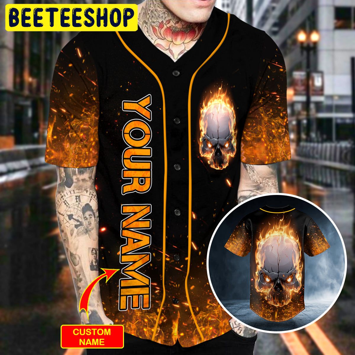 Burning Angry Skull Custom Trending Baseball Jersey Burning Angry Skull Custom Trending Baseball Jersey