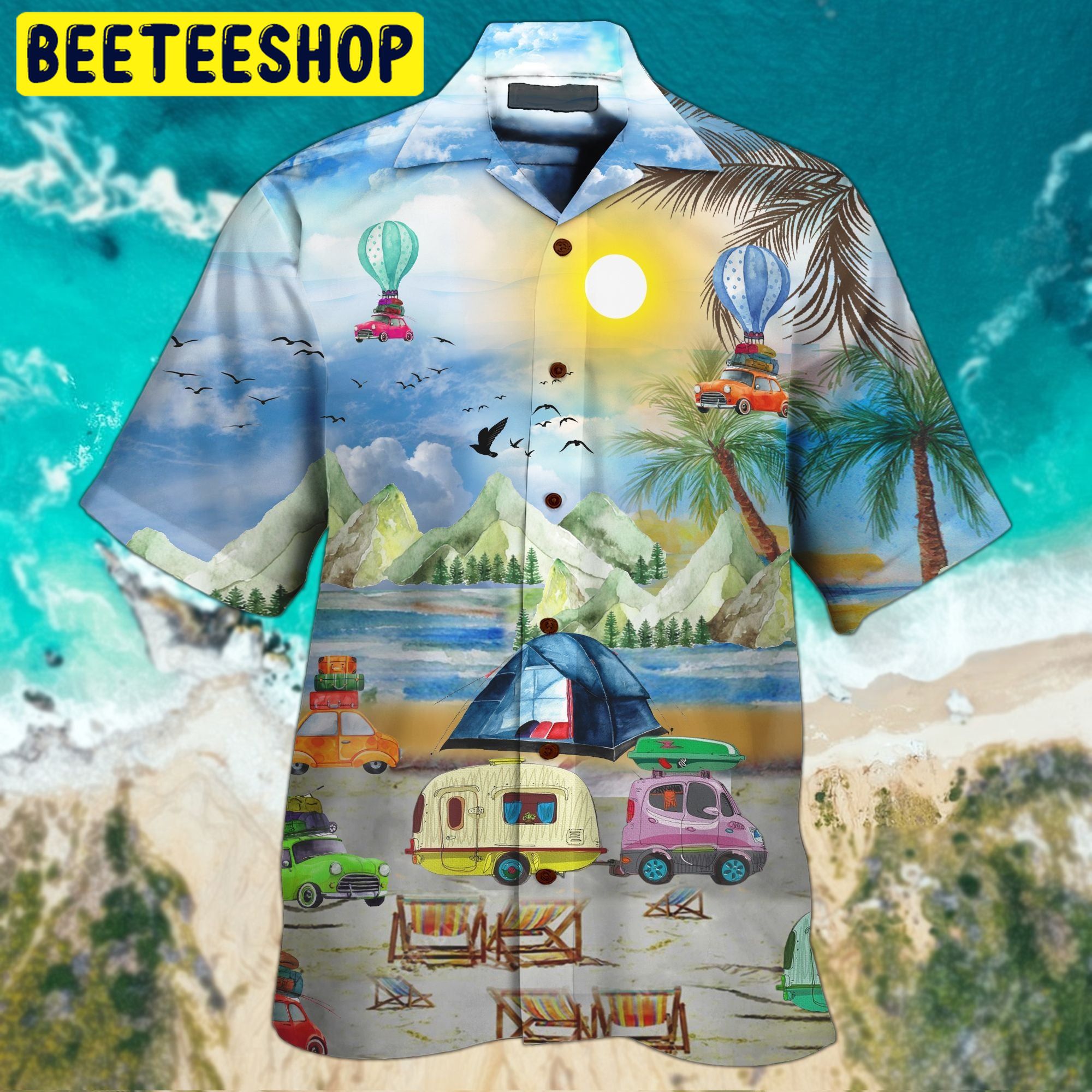 Camping Beautiful 3D All Over Printed Trending Hawaiian Shirt Camping Beautiful 3D All Over Printed Trending Hawaiian Shirt