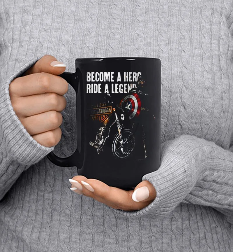 Captain America And Motorcycle Harley-davidson Become A Hero Ride A Legend Mug Captain America And Motorcycle Harley-davidson Become A Hero Ride A Legend Mug