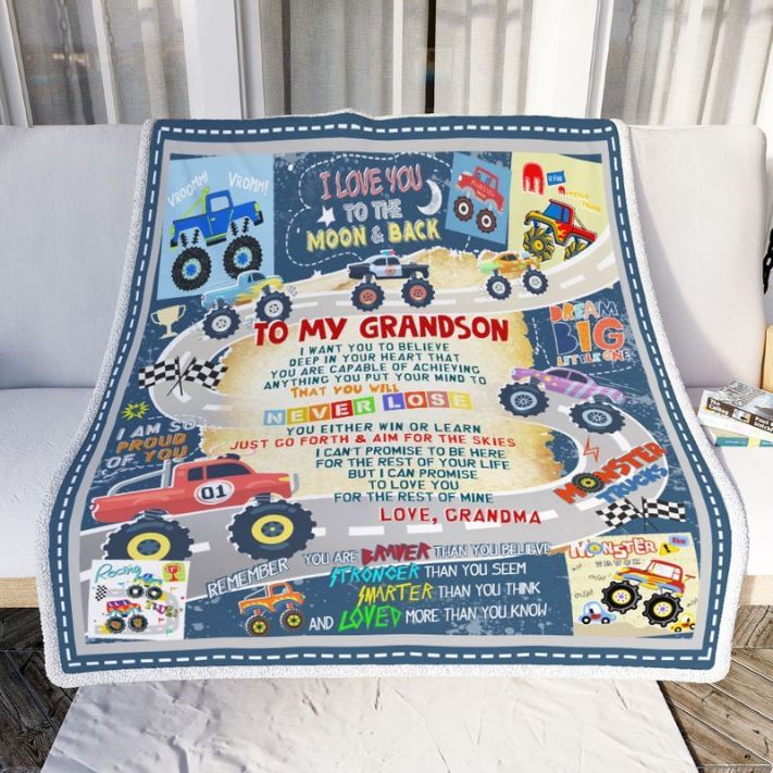 Car I Love You To The Moon And Back To My Grandson Comfy Sofa Throw Blanket Car I Love You To The Moon And Back To My Grandson Comfy Sofa Throw Blanket