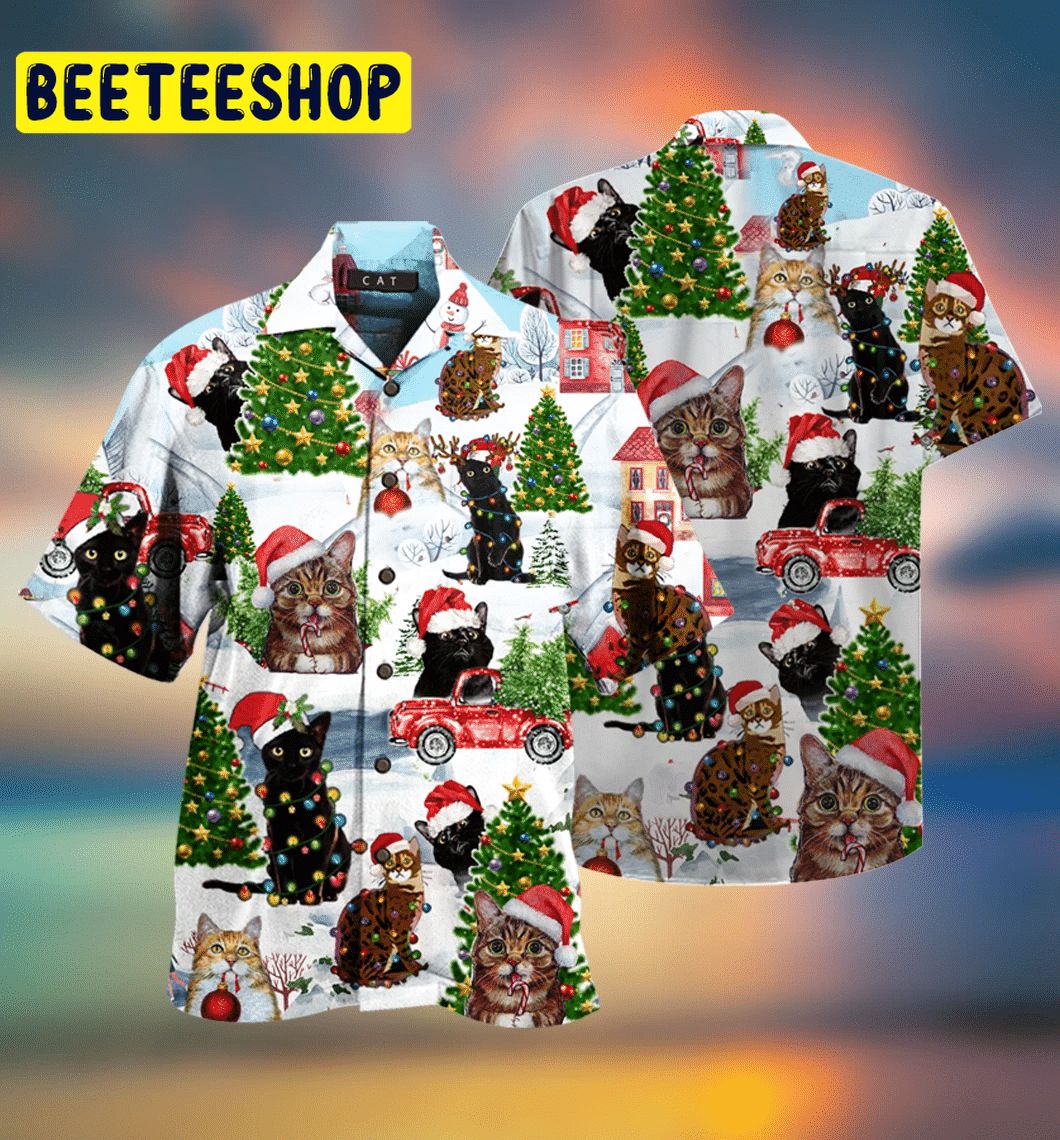 Cat Christmas Santa Trending Hawaiian Shirt Cat Christmas Santa Trending Hawaiian Shirt