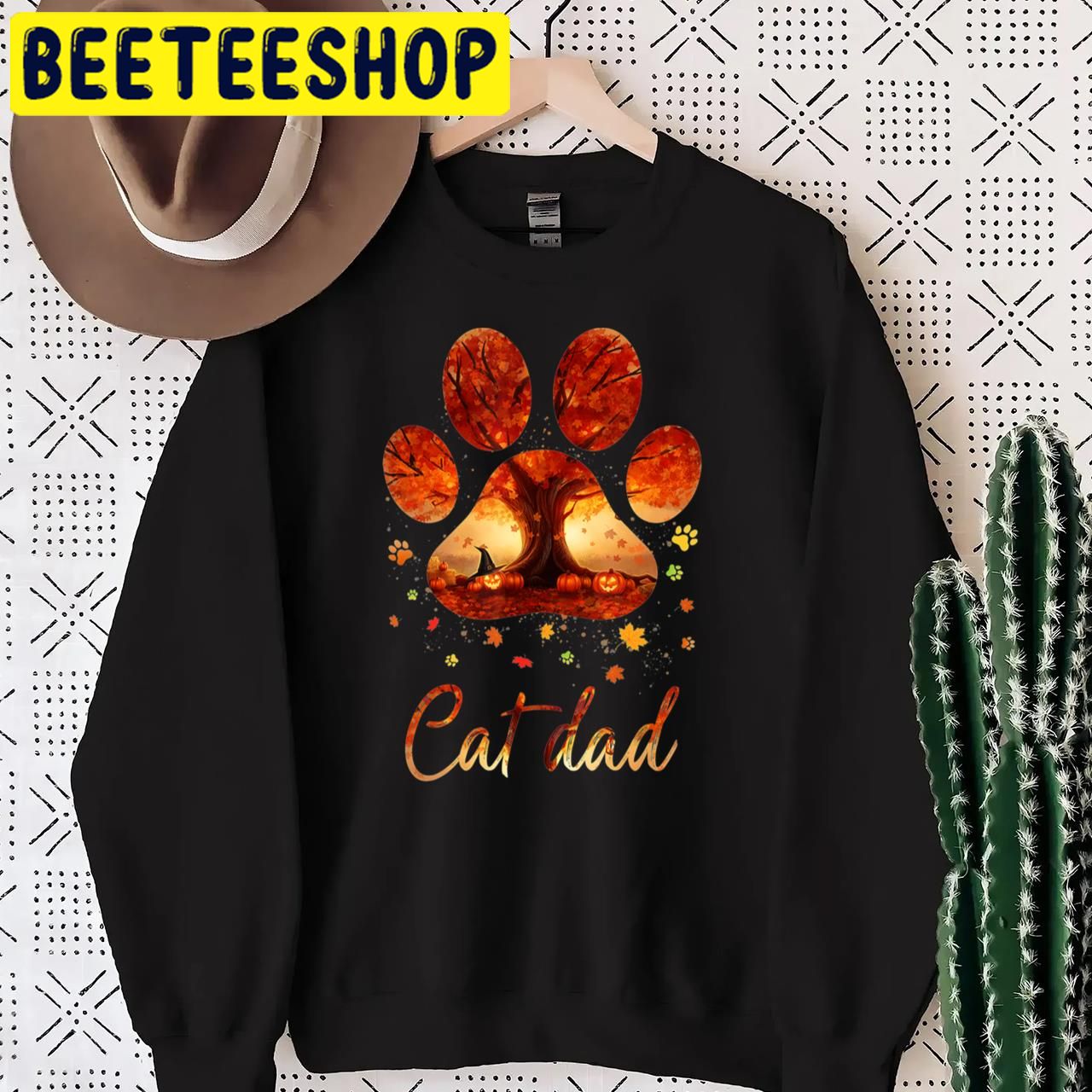 Cat Dad Cat Paw Autumn Themed Cat Lover Halloween Trending Unisex T-Shirt Cat Dad Cat Paw Autumn Themed Cat Lover Halloween Trending Unisex T-Shirt