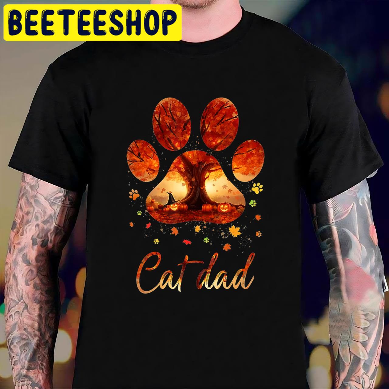 Cat Dad Cat Paw Autumn Themed Cat Lover Halloween Trending Unisex T-Shirt Cat Dad Cat Paw Autumn Themed Cat Lover Halloween Trending Unisex T-Shirt