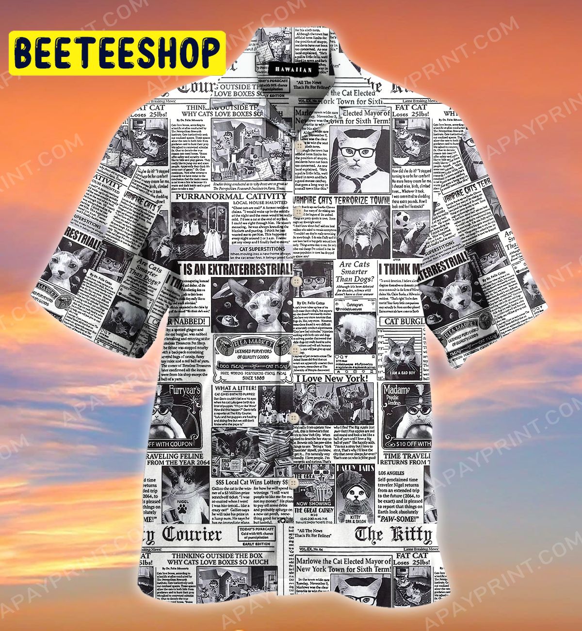 Cat Newspaper Trending Hawaiian Shirt Cat Newspaper Trending Hawaiian Shirt