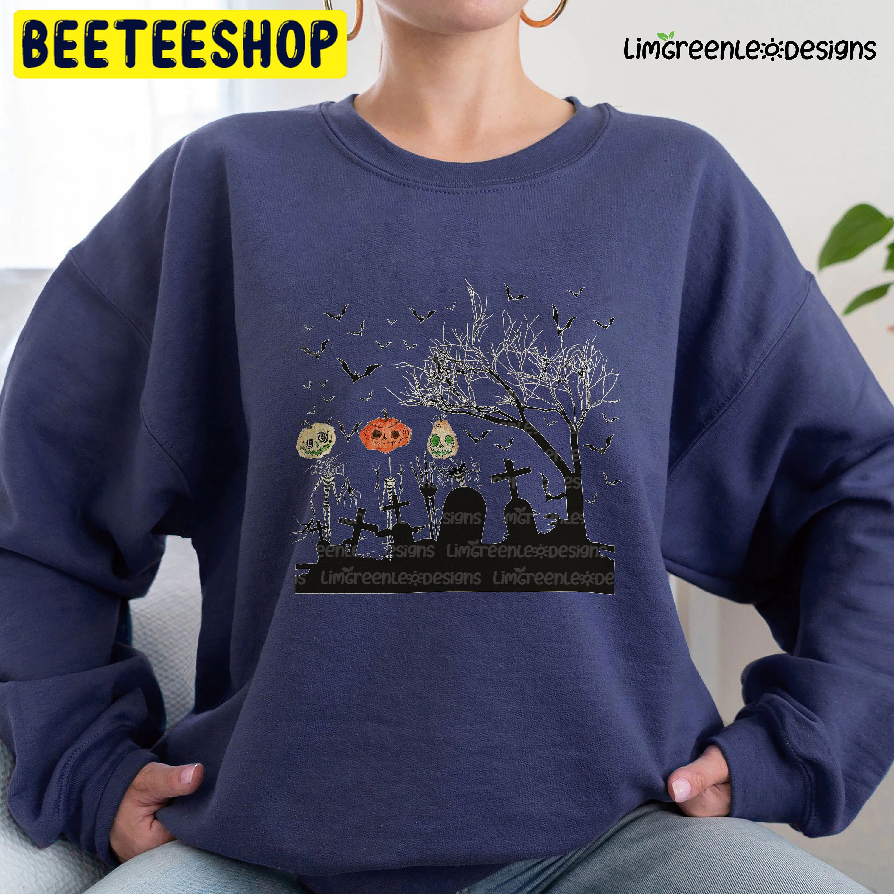 Cemetery Halloween Pumpkin Trending Unisex Shirt Cemetery Halloween Pumpkin Trending Unisex Shirt