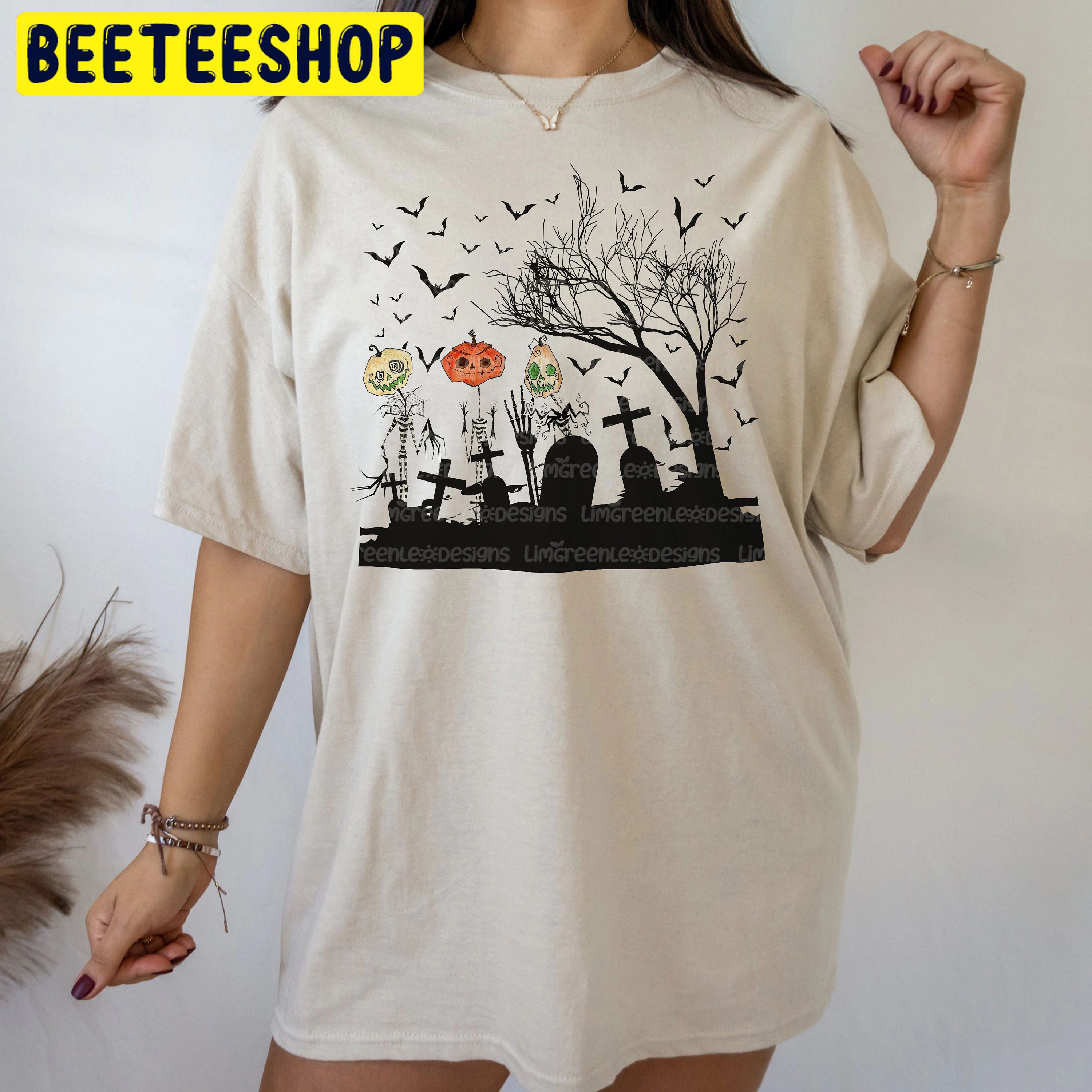 Cemetery Halloween Pumpkin Trending Unisex Shirt Cemetery Halloween Pumpkin Trending Unisex Shirt
