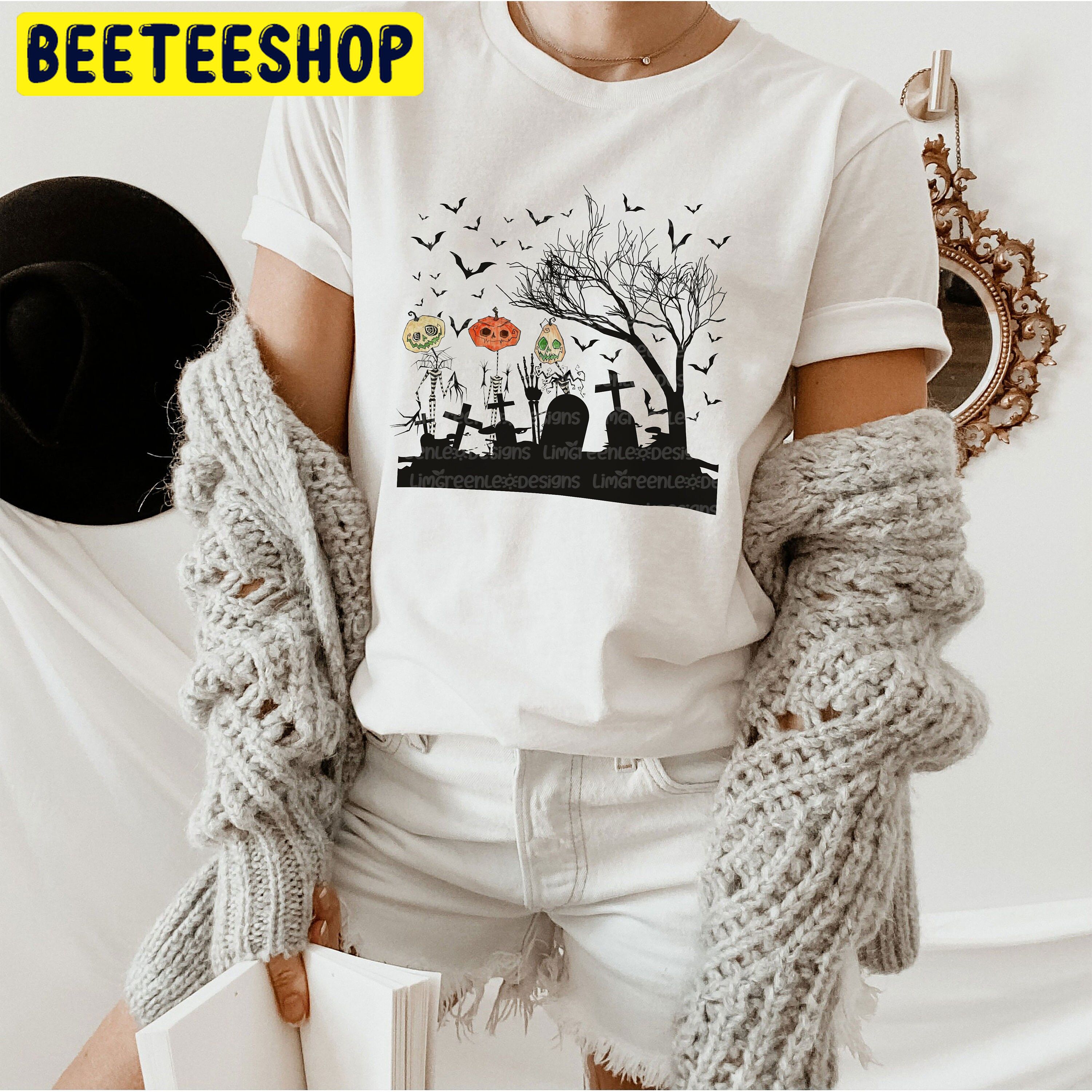 Cemetery Halloween Pumpkin Trending Unisex Shirt Cemetery Halloween Pumpkin Trending Unisex Shirt