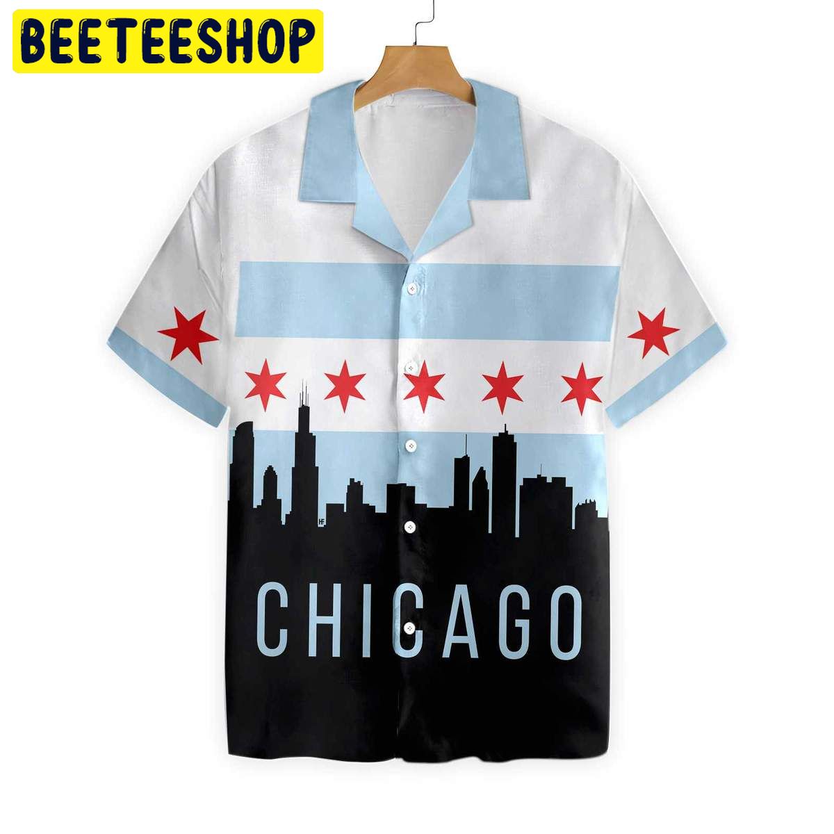 Chicago City Skyline Landmarks Trending Hawaiian Shirt Chicago City Skyline Landmarks Trending Hawaiian Shirt