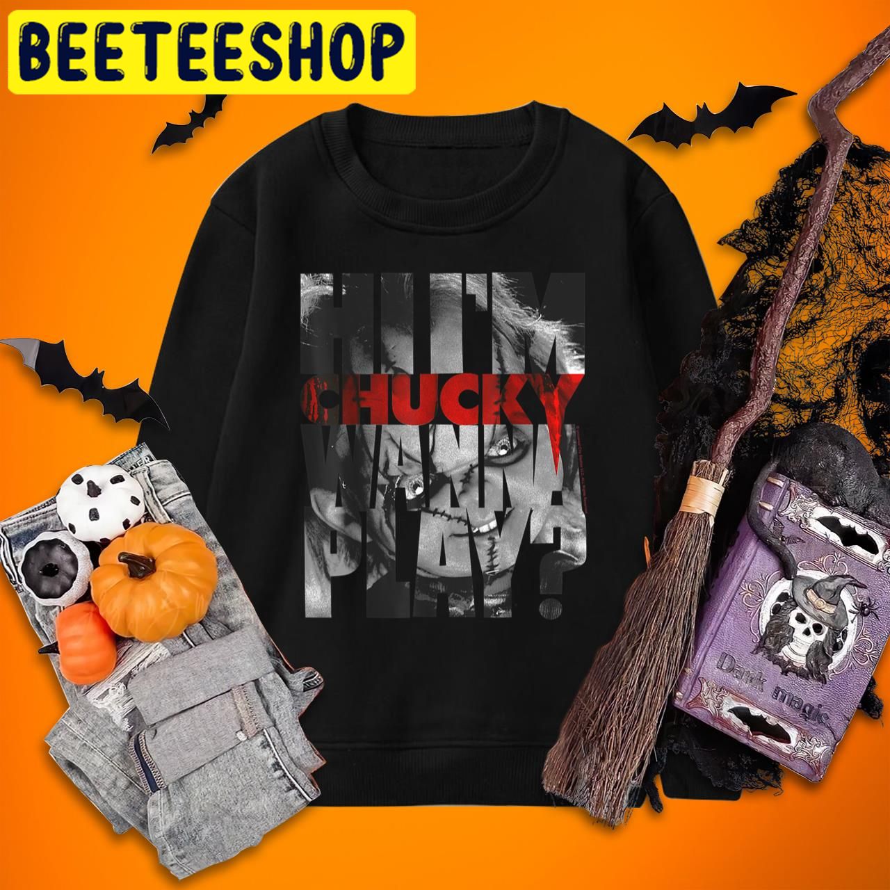 Child's Play Hi I'm Chucky Wanna Play Text Fill Child's Play Halloween Trending Unisex T-Shirt Child's Play Hi I'm Chucky Wanna Play Text Fill Child's Play Halloween Trending Unisex T-Shirt