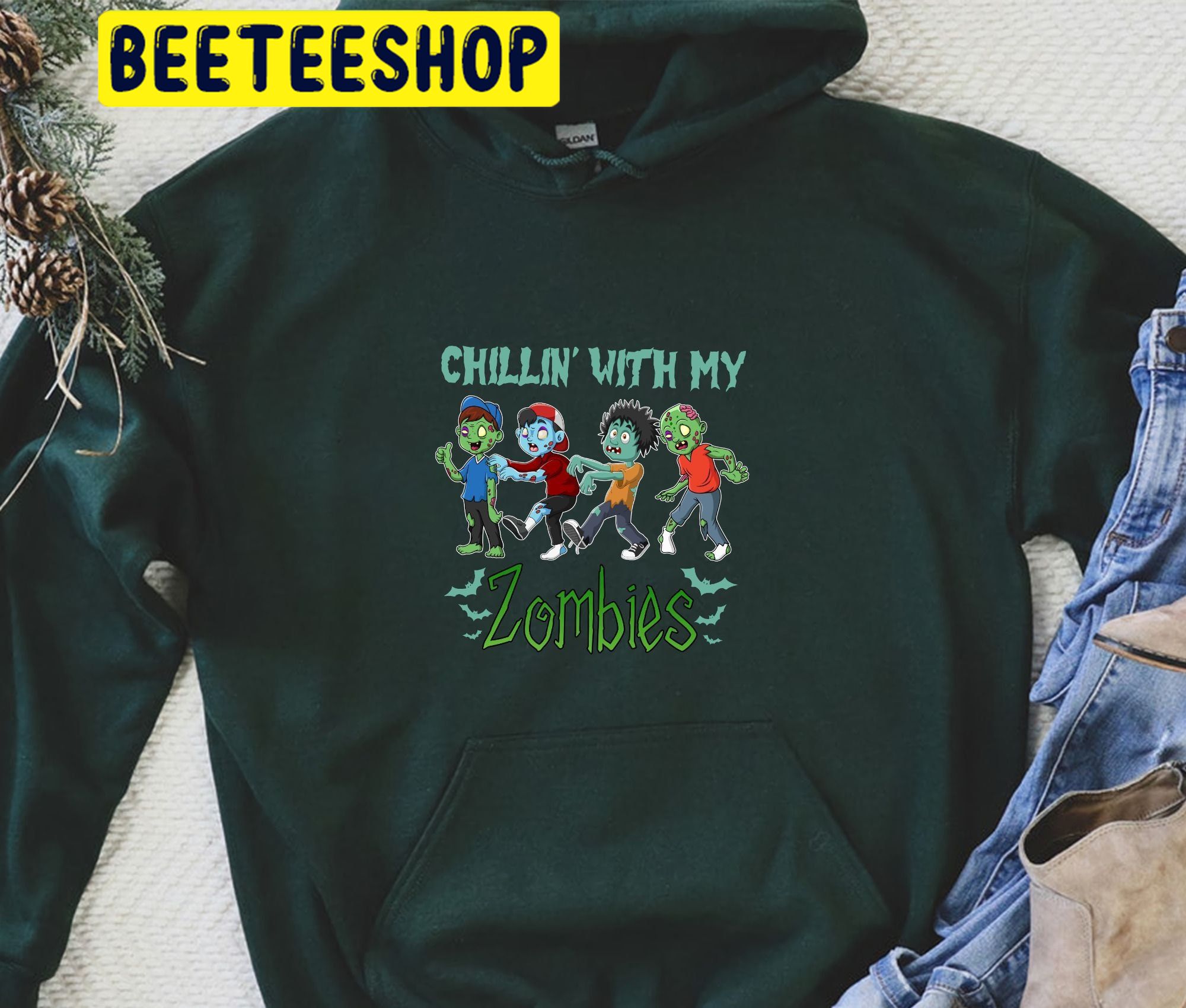 Chillin' With My Zombies HalloweenTrending Unisex Shirt Chillin' With My Zombies HalloweenTrending Unisex Shirt