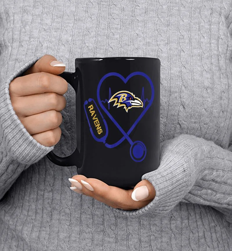 Christmas Football Baltimore Raven Heartbeat Fan Nurse Mug Christmas Football Baltimore Raven Heartbeat Fan Nurse Mug