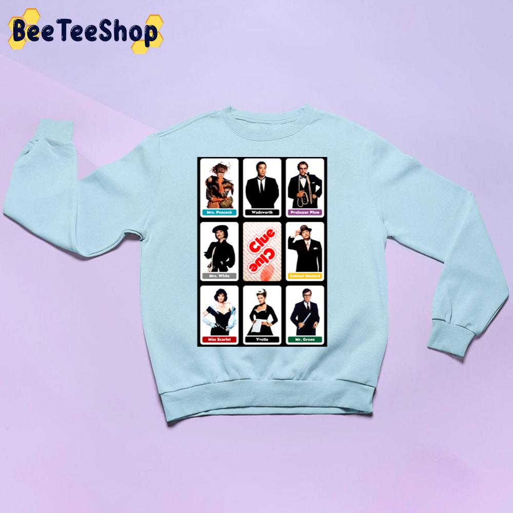 Clue 1985 Suspect Cards Halloween Trending Unisex Sweatshirt Clue 1985 Suspect Cards Halloween Trending Unisex Sweatshirt