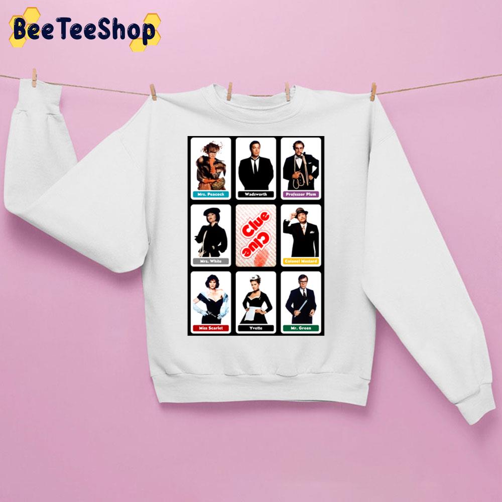 Clue 1985 Suspect Cards Halloween Trending Unisex Sweatshirt Clue 1985 Suspect Cards Halloween Trending Unisex Sweatshirt