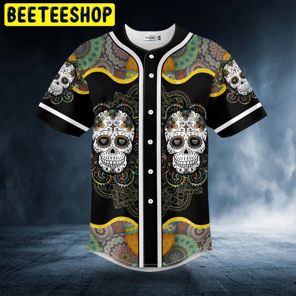 Colorful Mandala Tattoo Sugar Skull Trending Baseball Jersey Colorful Mandala Tattoo Sugar Skull Trending Baseball Jersey