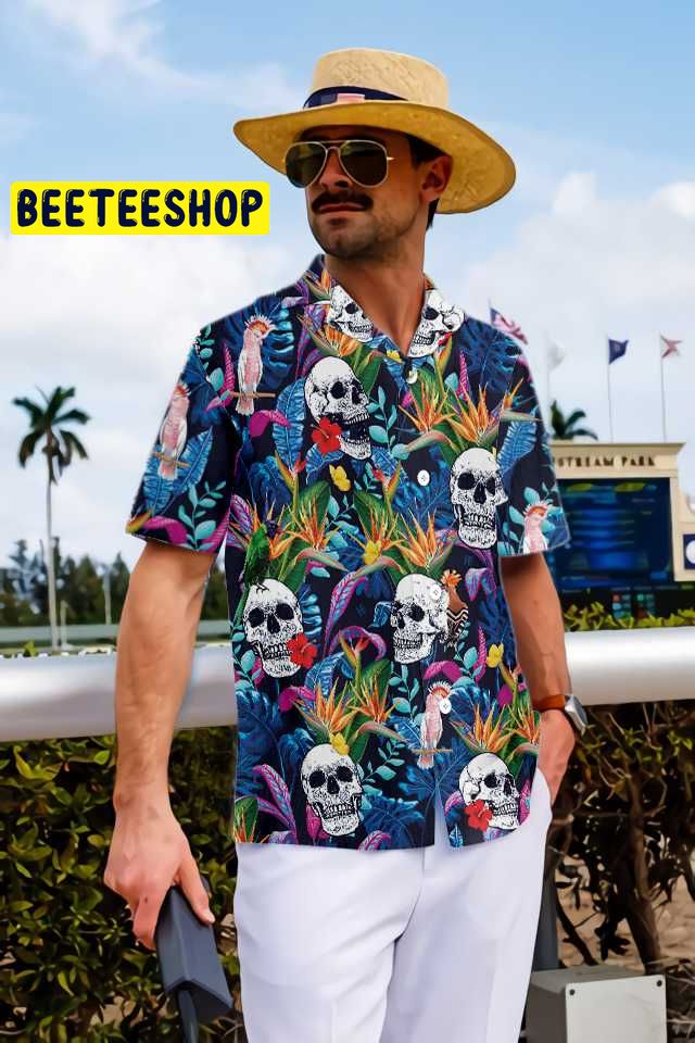 Colorful Tropical Forest And Skull Trending Hawaiian Shirt Colorful Tropical Forest And Skull Trending Hawaiian Shirt