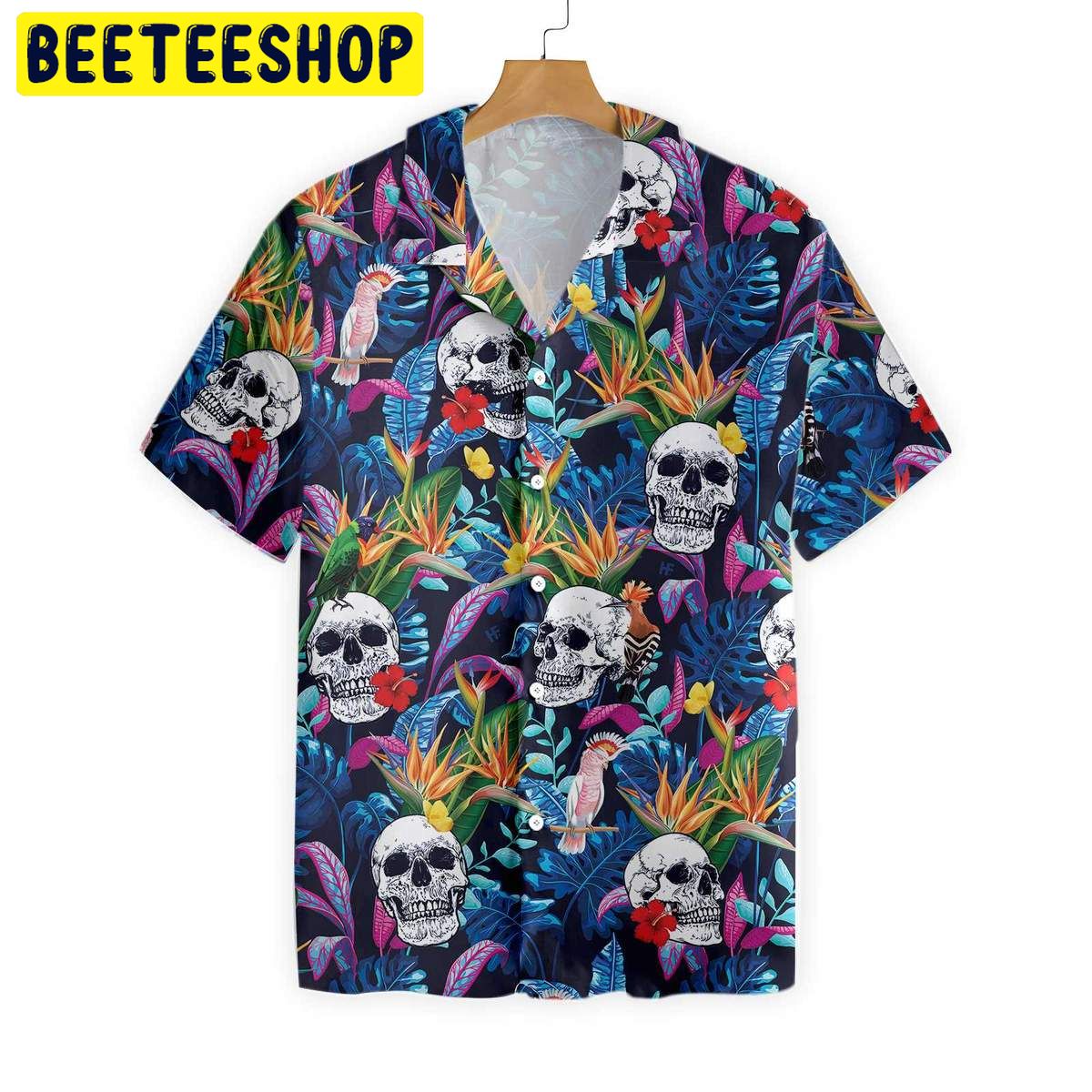 Colorful Tropical Forest And Skull Trending Hawaiian Shirt Colorful Tropical Forest And Skull Trending Hawaiian Shirt