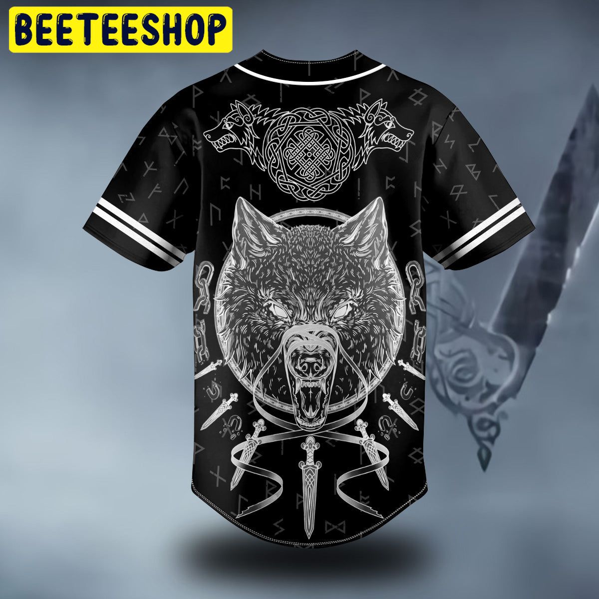 Combat Wolf Viking White Tattoo Custom Trending Baseball Jersey Combat Wolf Viking White Tattoo Custom Trending Baseball Jersey