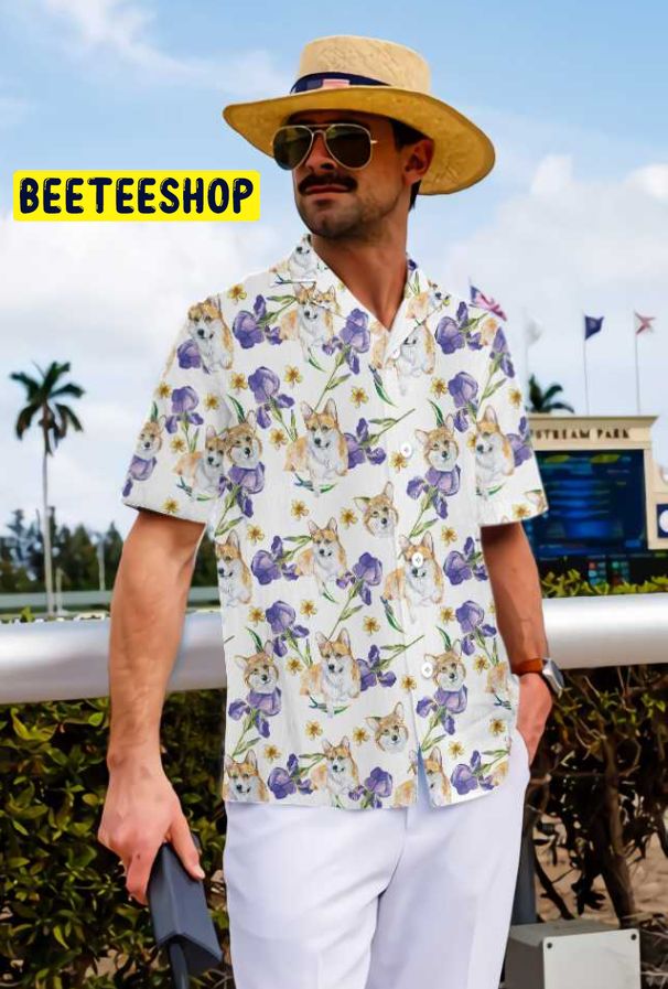 Corgi And Flowers Trending Hawaiian Shirt Corgi And Flowers Trending Hawaiian Shirt
