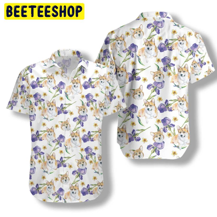 Corgi And Flowers Trending Hawaiian Shirt Corgi And Flowers Trending Hawaiian Shirt