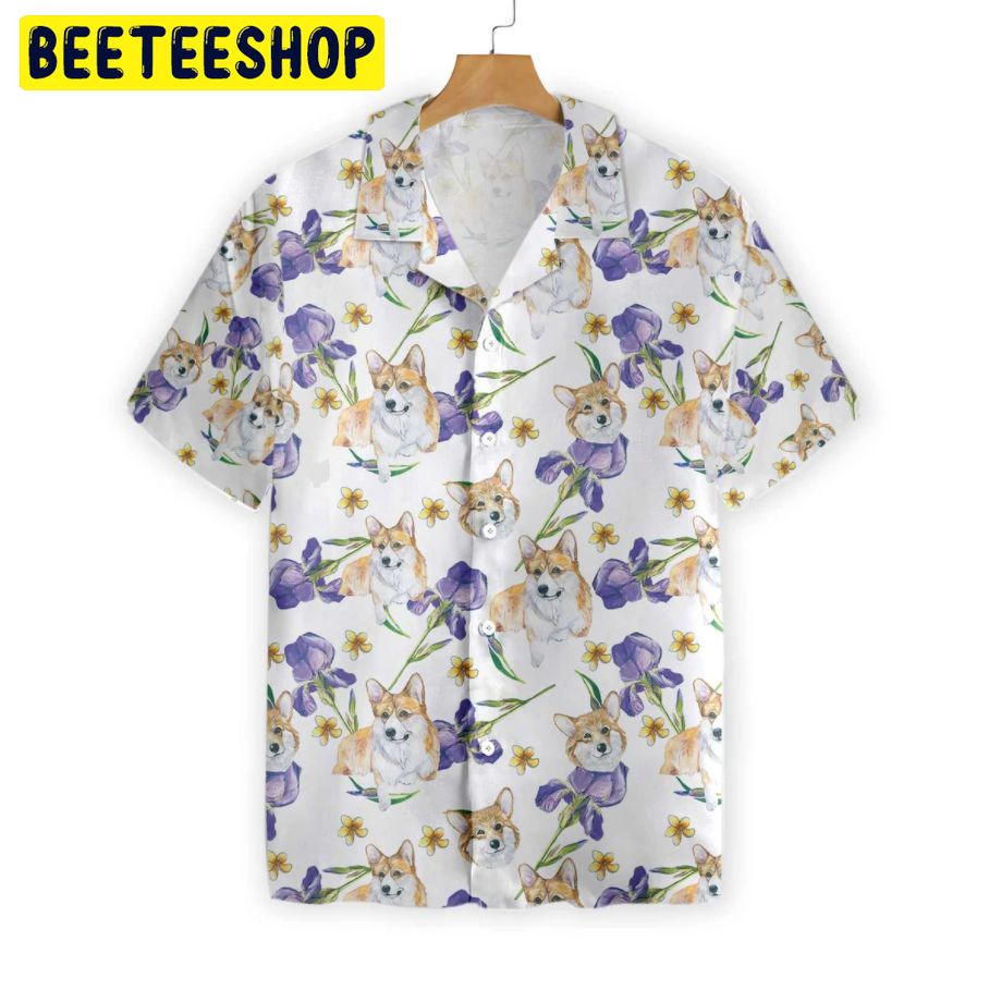Corgi And Flowers Trending Hawaiian Shirt Corgi And Flowers Trending Hawaiian Shirt