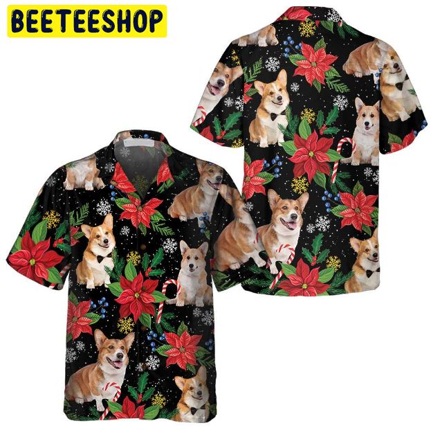 Corgi With Christmas Plants Trending Hawaiian Shirt Corgi With Christmas Plants Trending Hawaiian Shirt