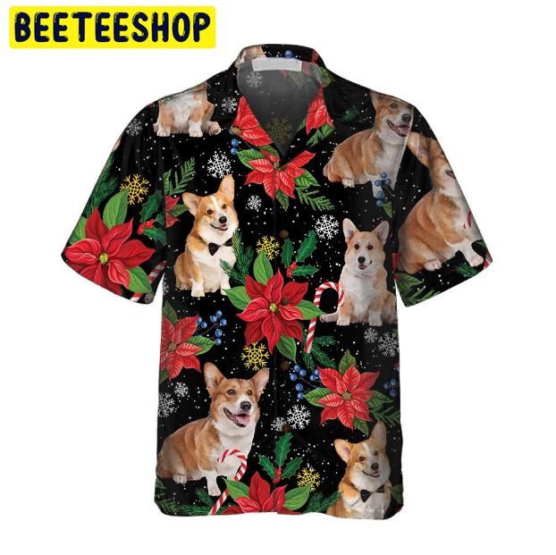 Corgi With Christmas Plants Trending Hawaiian Shirt Corgi With Christmas Plants Trending Hawaiian Shirt