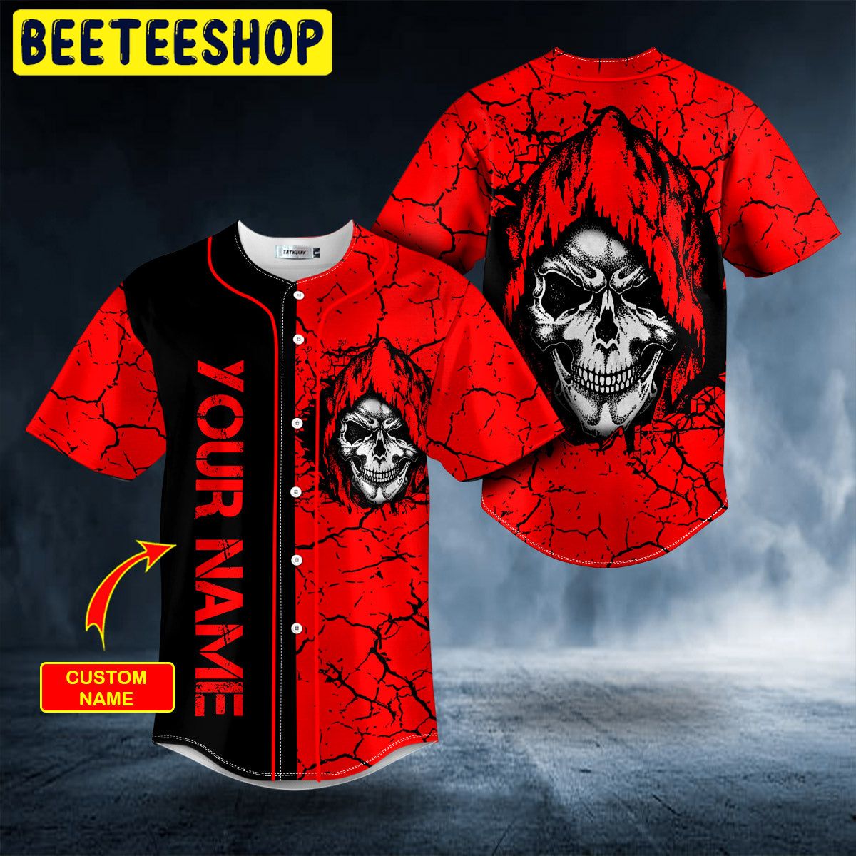 Crack Red Grim Reaper Custom Trending Baseball Jersey Crack Red Grim Reaper Custom Trending Baseball Jersey