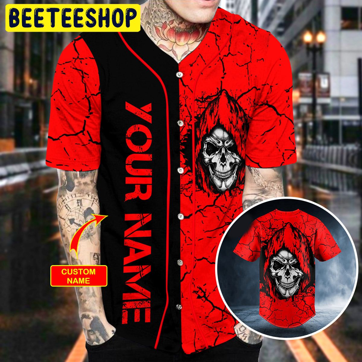 Crack Red Grim Reaper Custom Trending Baseball Jersey Crack Red Grim Reaper Custom Trending Baseball Jersey