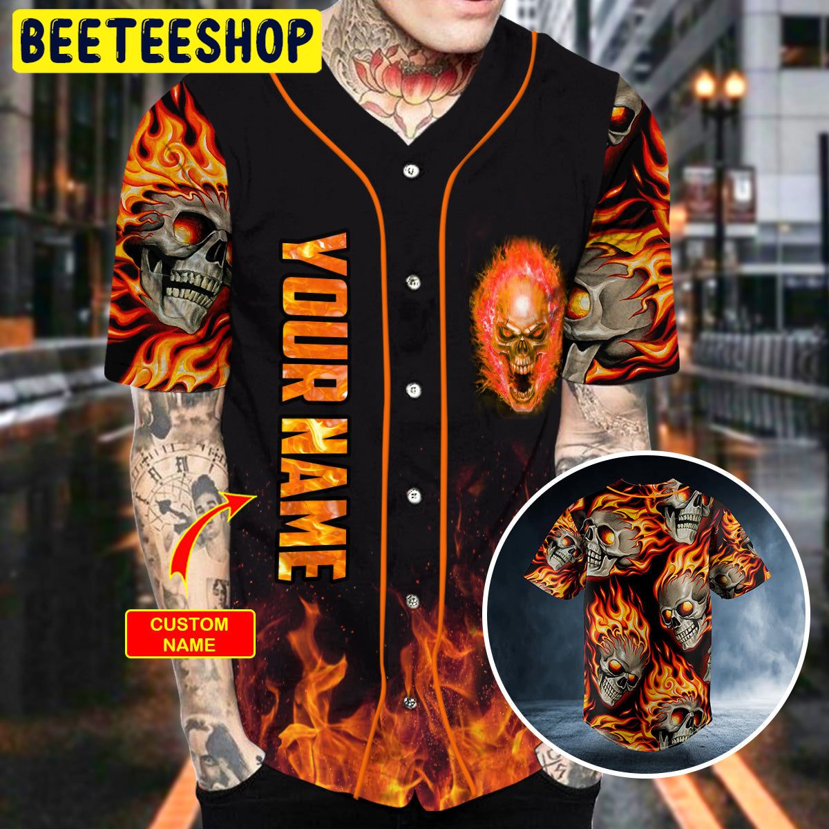 Crazy Ghost Fire Skull Custom Trending Baseball Jersey Crazy Ghost Fire Skull Custom Trending Baseball Jersey