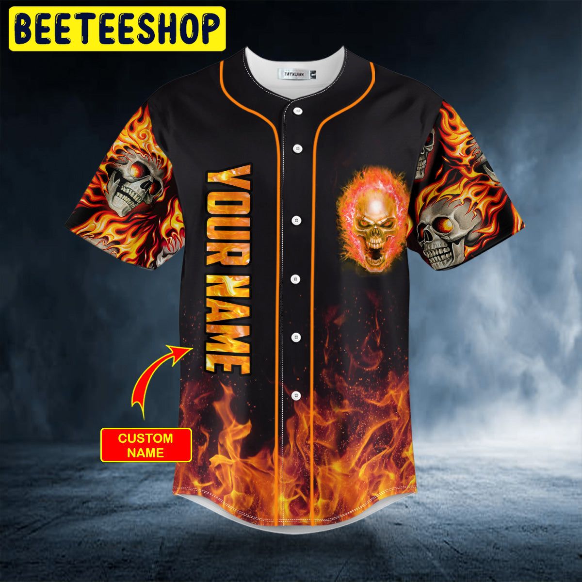 Crazy Ghost Fire Skull Custom Trending Baseball Jersey Crazy Ghost Fire Skull Custom Trending Baseball Jersey