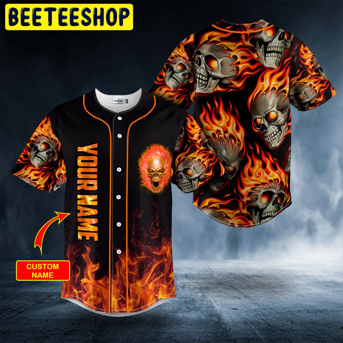 Crazy Ghost Fire Skull Custom Trending Baseball Jersey Crazy Ghost Fire Skull Custom Trending Baseball Jersey