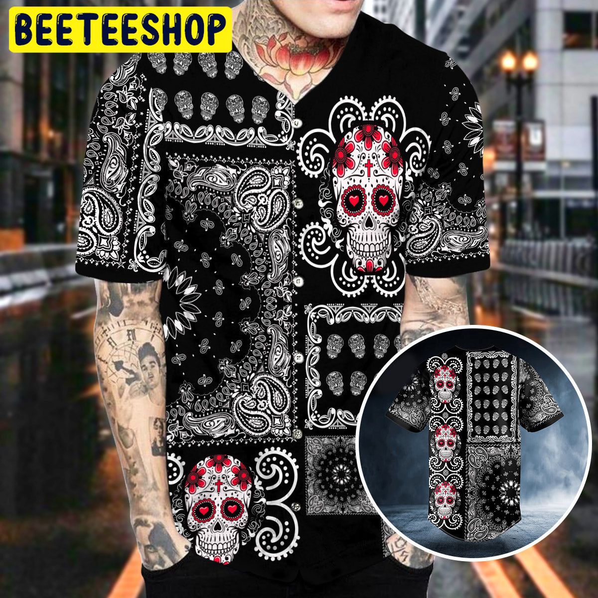 Cross Doodle Sugar Skull Trending Baseball Jersey Cross Doodle Sugar Skull Trending Baseball Jersey